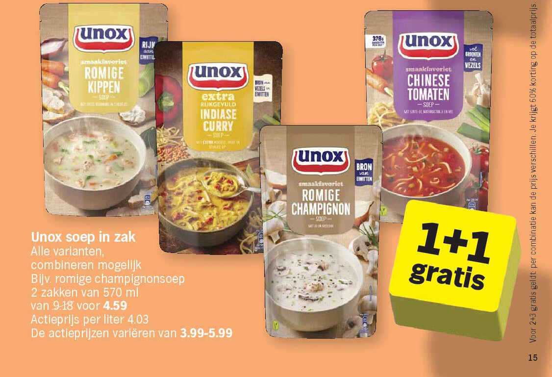 Unox soep in zak