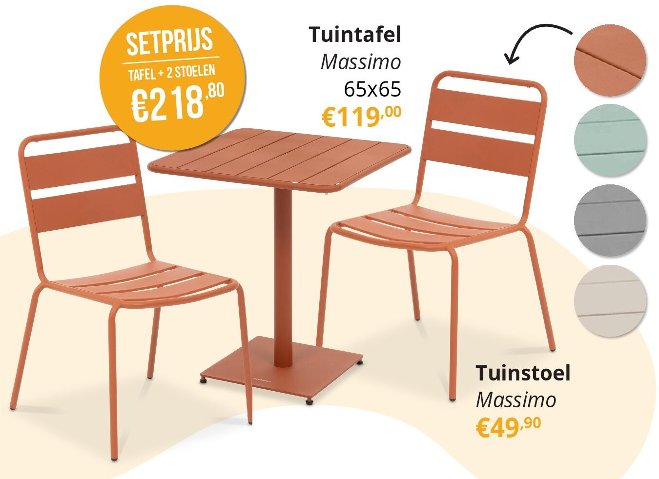 Tuintafel + 2 Tuinstoel