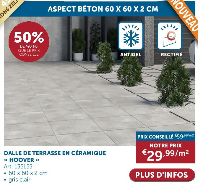 DALLE DE TERRASSE EN CÉRAMIQUE « HOOVER »