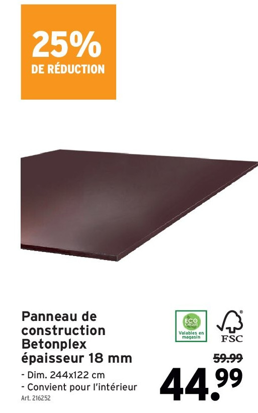 Panneau de construction Betonplex épaisseur 18 mm