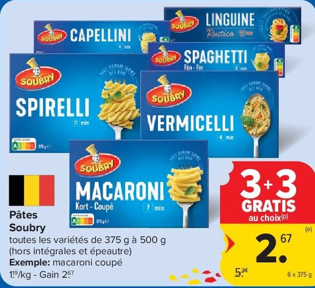 Pâtes Soubry 6 x 375 g