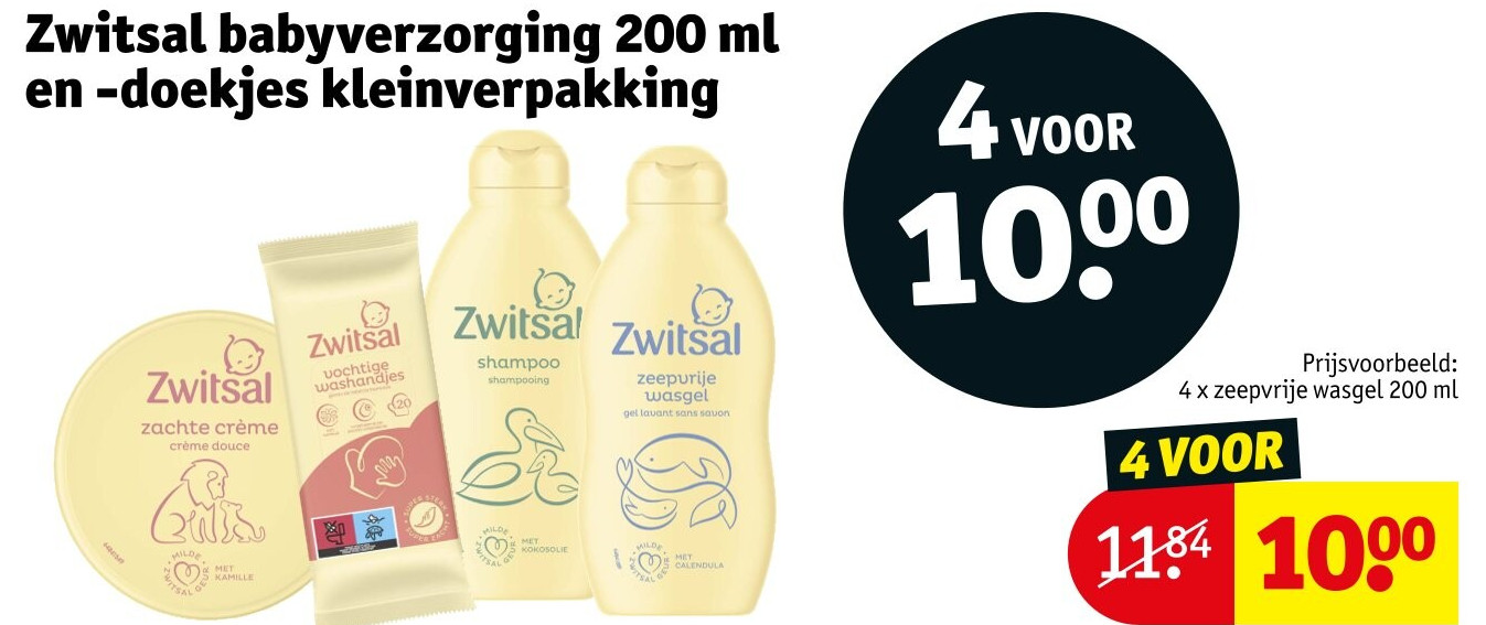 Zwitsal babyverzorging 200 ml en -doekjes kleinverpakking