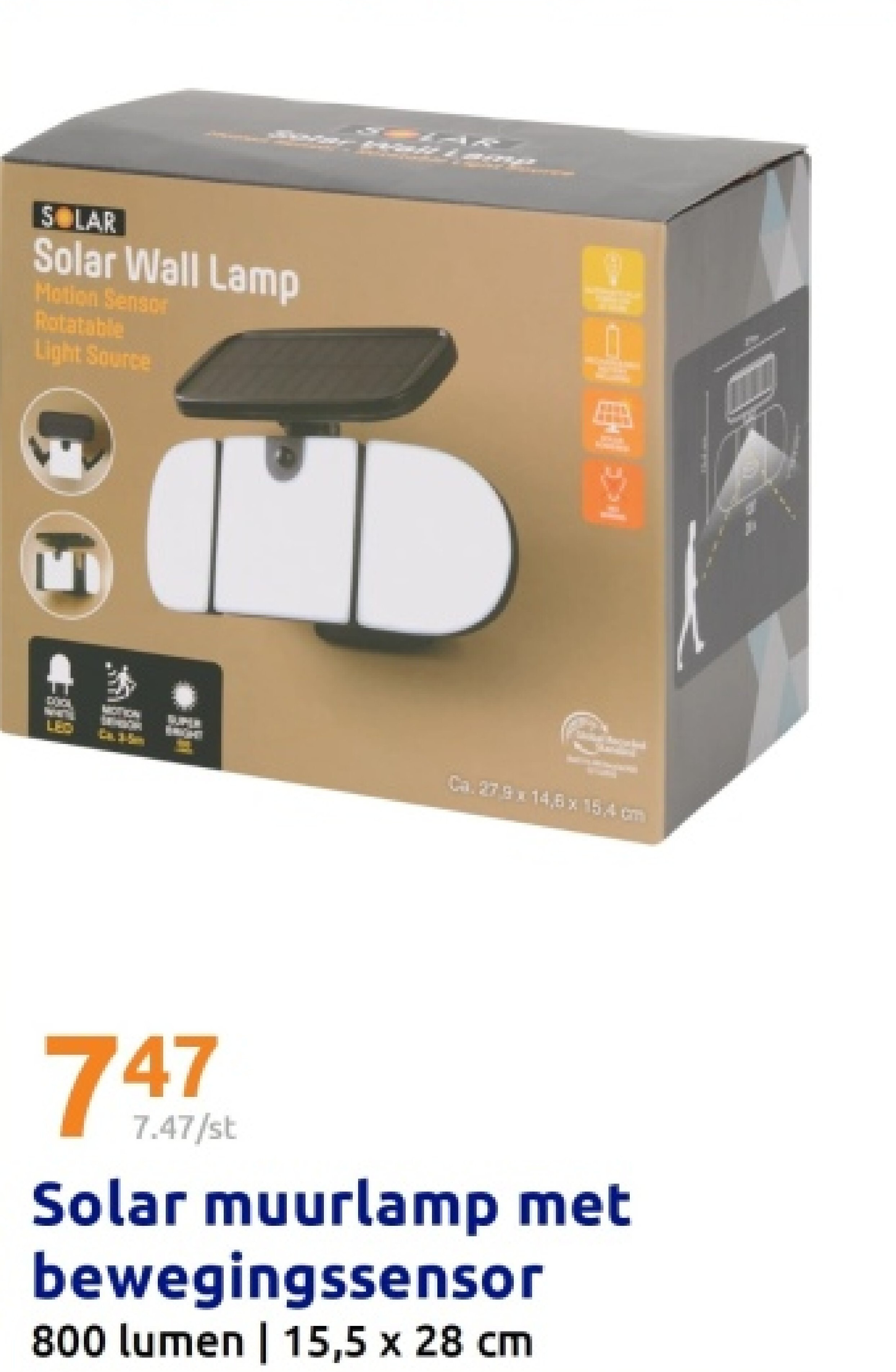 Solar muurlamp met bewegingssensor