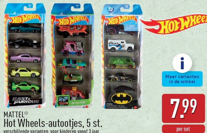 Hot Wheels-autootjes, 5st.