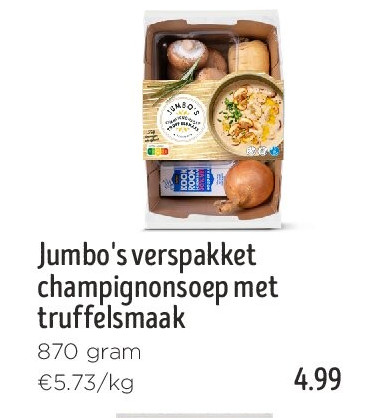 Jumbo's verspakket champignonsoep met truffelsmaak