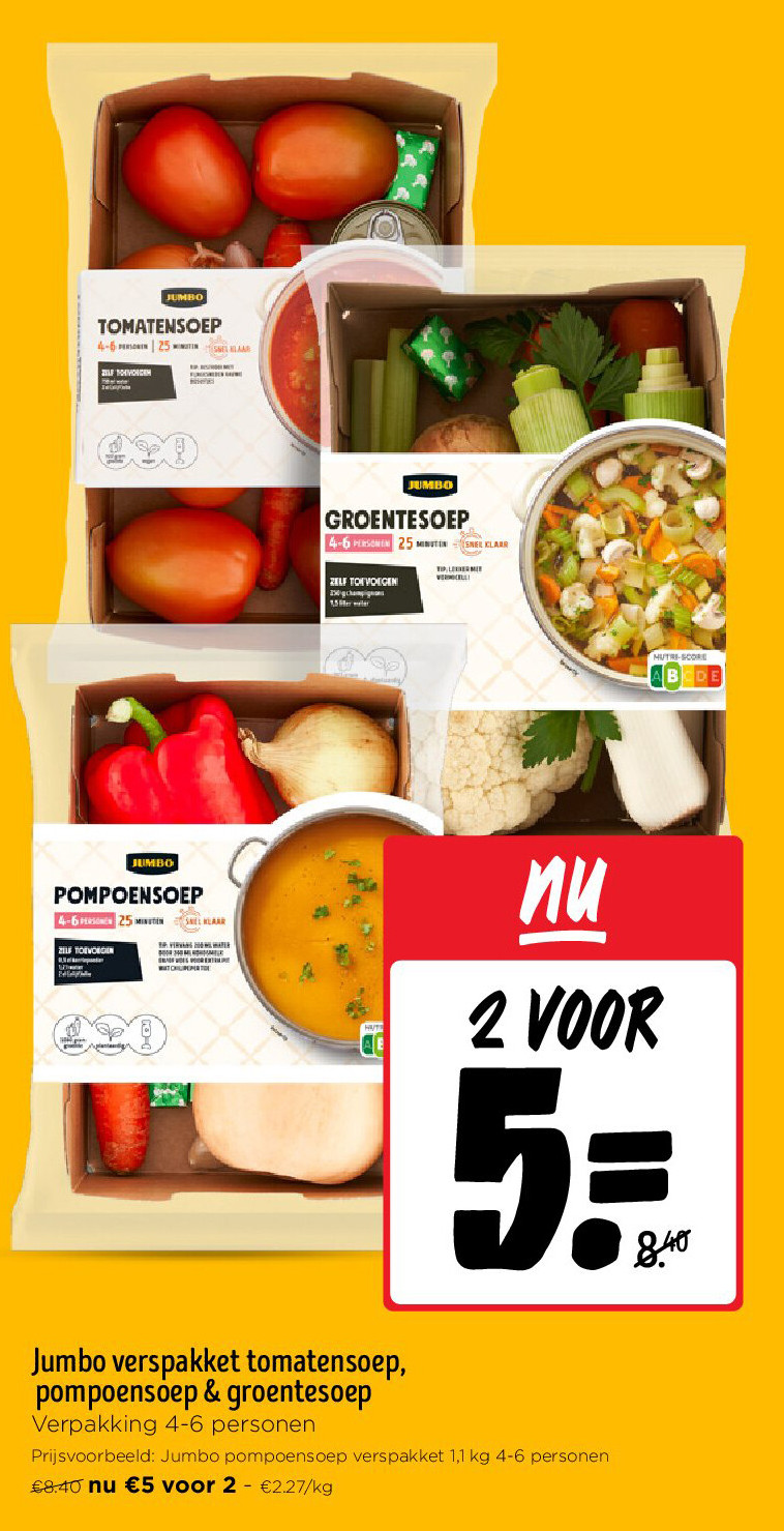 Jumbo verspakket tomatensoep, pompoensoep & groentesoep
