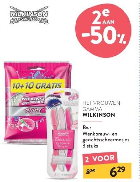 WILKINSON Wenkbrauw- en gezichtsscheermesjes 3 stuks