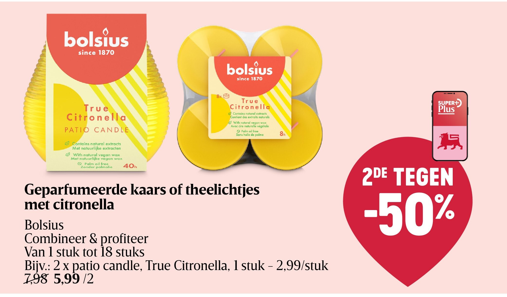 Geparfumeerde kaars of theelichtjes met citronella