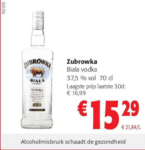 Zubrowka Biala vodka 37,5 % vol 70 cl