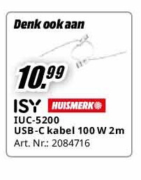 IUC-5200 USB-C kabel 100 W 2m