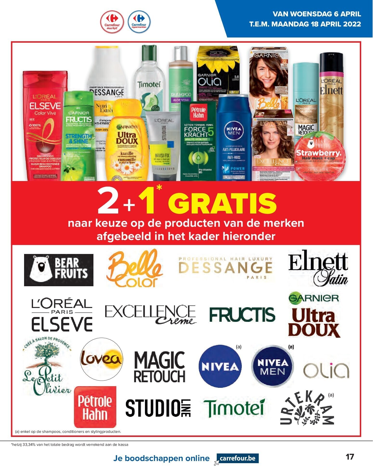 aar keuze op de producten van de merken afgebeeld in het kader hieronder