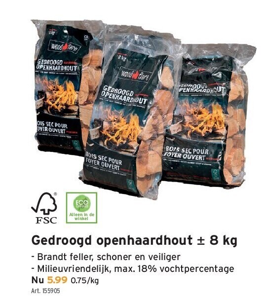 Gedroogd openhaardhout ± 8 kg