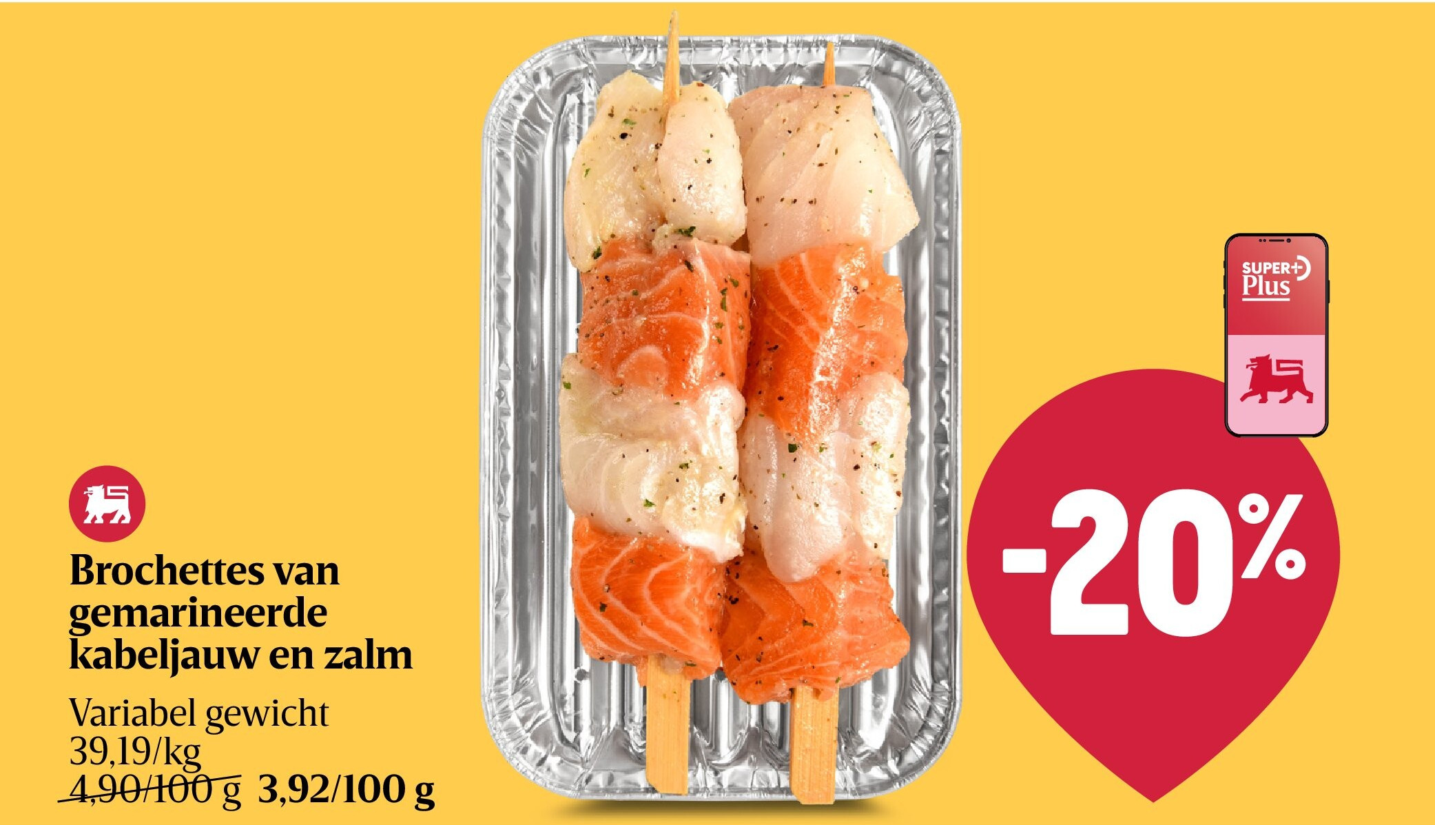Brochettes van gemarineerde kabeljauw en zalm