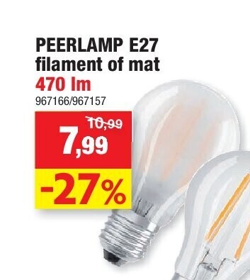 PEERLAMP E27 fi lament of mat 470 lm