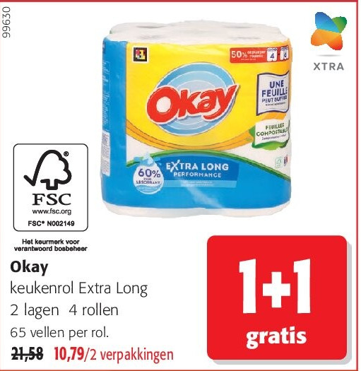 Okay keukenrol Extra Long 2 lagen 4 rollen