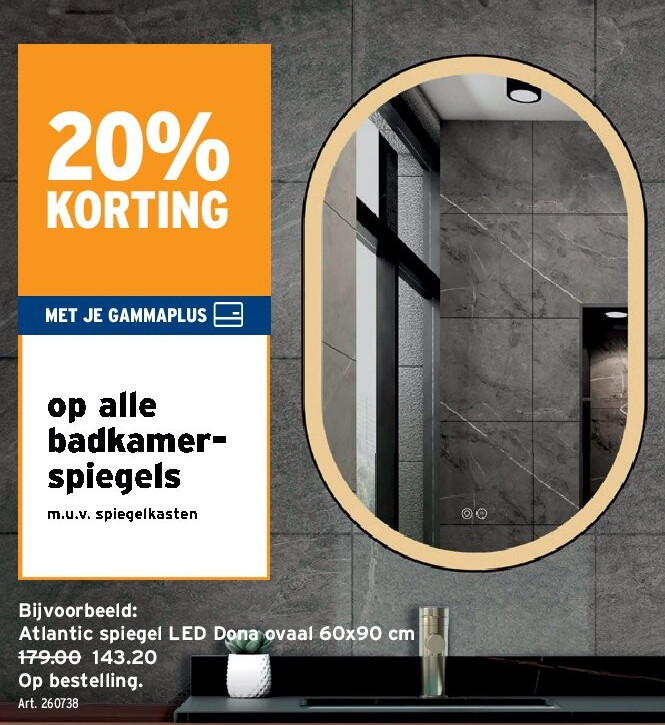 Atlantic spiegel LED Dona ovaal 60x90 cm