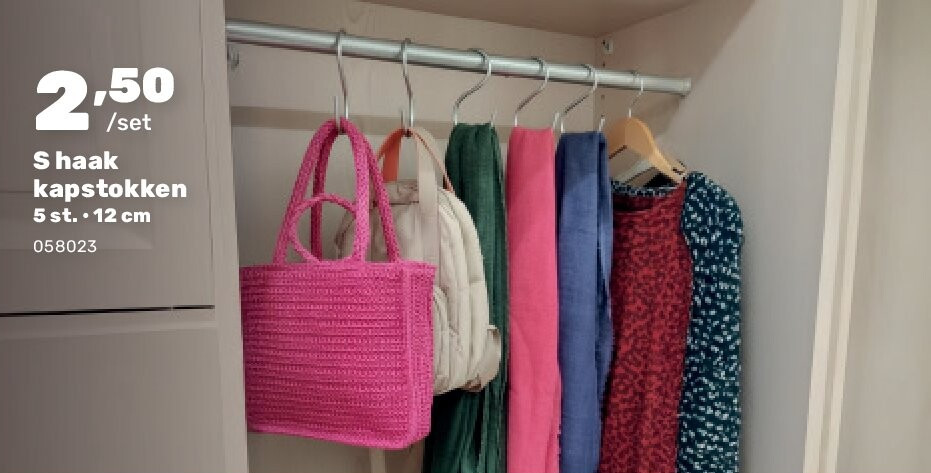 S haak kapstokken 5 st. • 12 cm