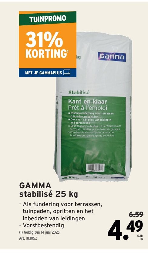 GAMMA stabilisé 25 kg