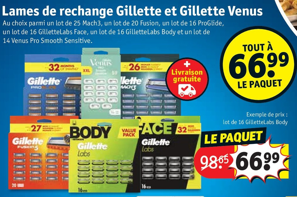 Lames de rechange Gillette et Gillette Venus