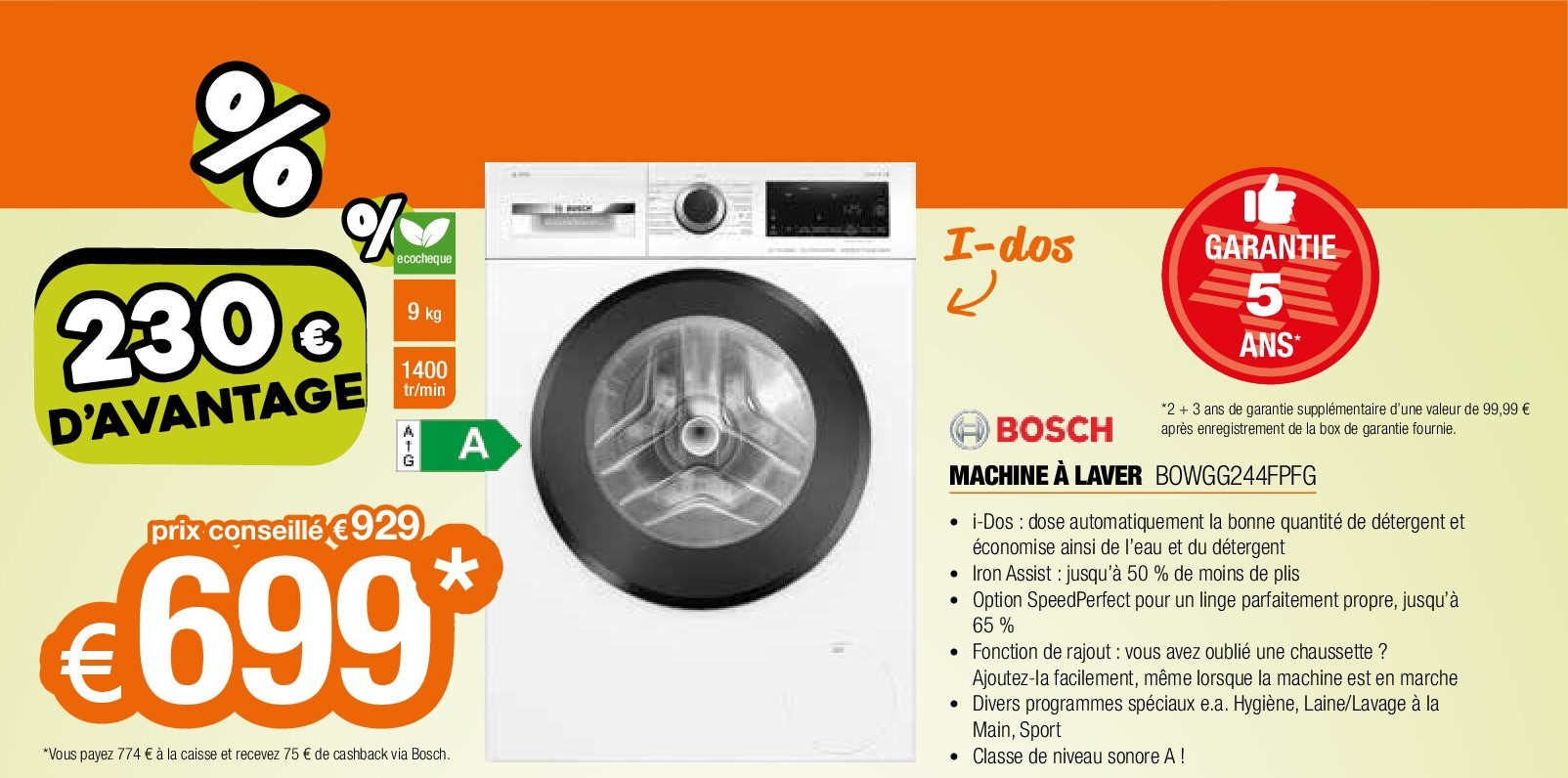 Bosch MACHINE À LAVER BOWGG244FPFG