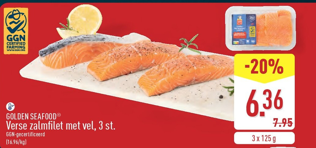 Verse zalmfilet met vel, 3st.