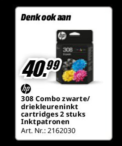 Hp 308 Combo zwarte/ driekleureninkt cartridges 2 stuks Inktpatronen