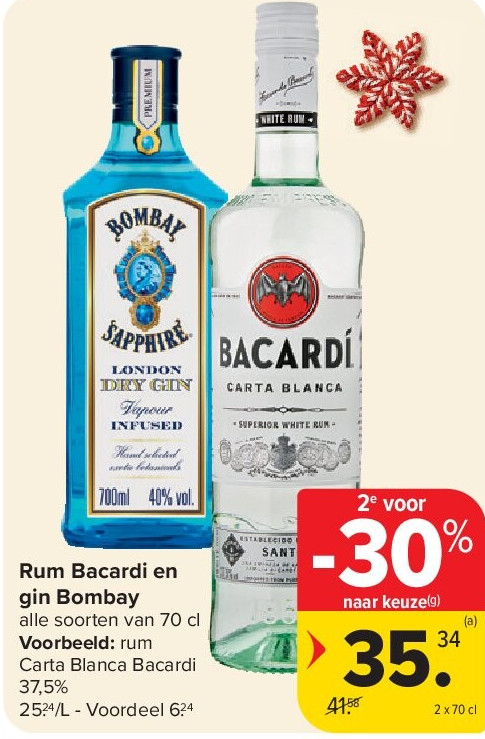 Rum Bacardi en gin Bombay