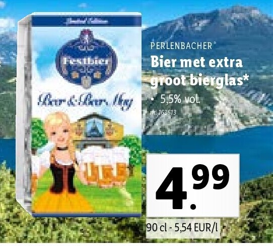 Bier met extra groot bierglas