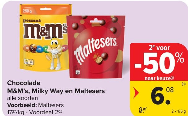 Chocolade M&M’s, Milky Way en Maltesers