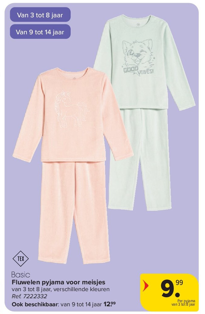 Fluwelen pyjama voor meisjes