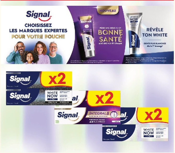 Lots de dentifrices Signal et White Now