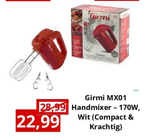 Girmi MX01 Handmixer – 170W, Wit (Compact & Krachtig)