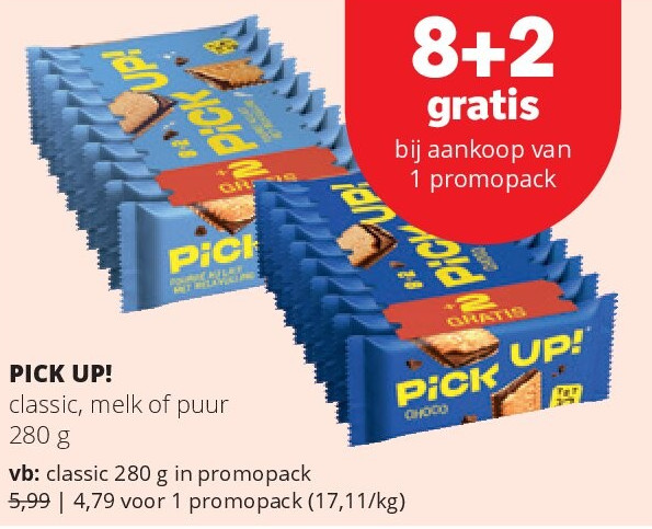 PICK UP! classic, melk of puur 280 g