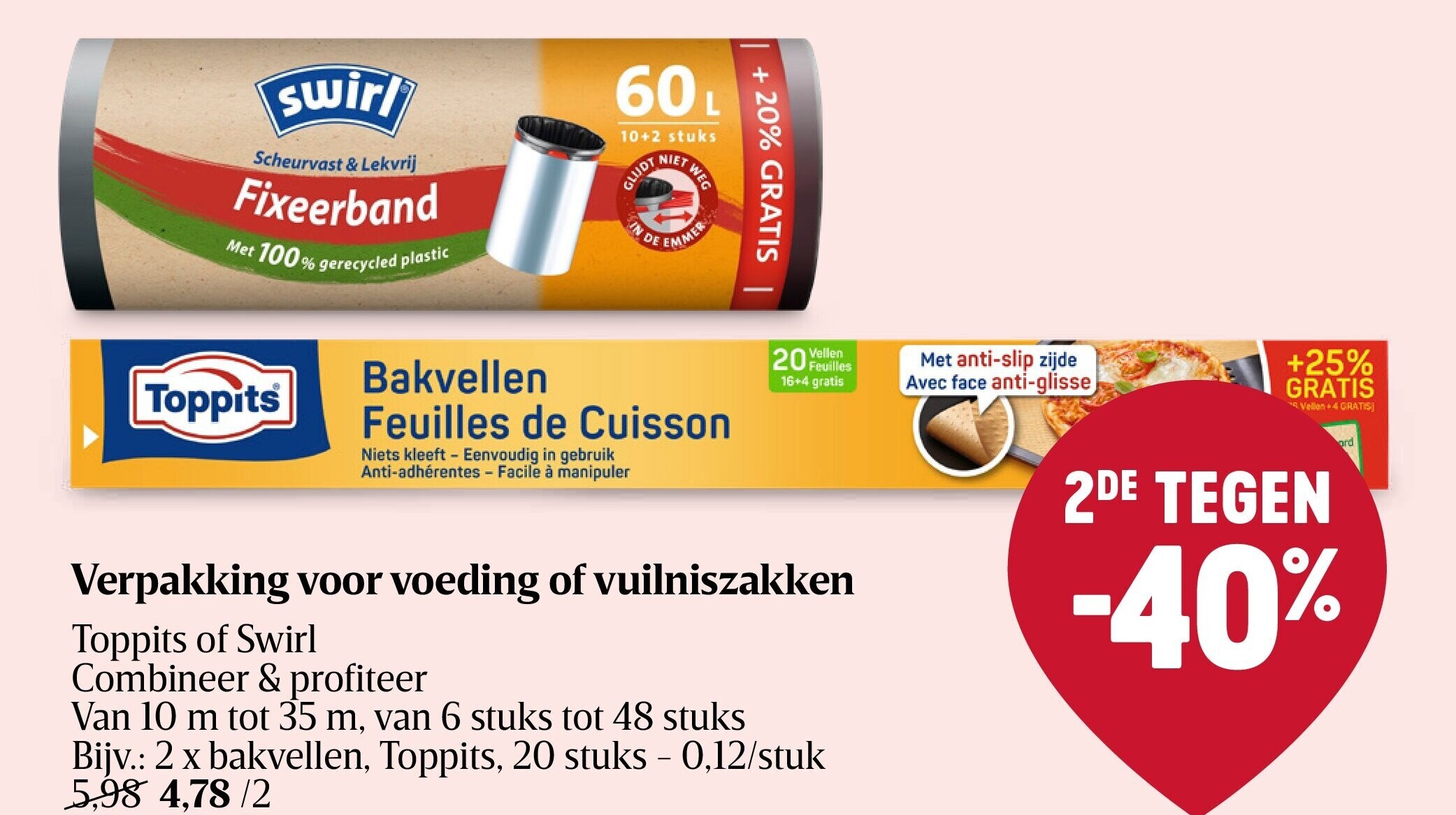 Verpakking voor voeding of vuilniszakken