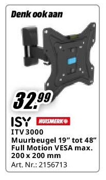 ITV 3000 Muurbeugel 19” tot 48” Full Motion VESA max. 200 x 200 mm