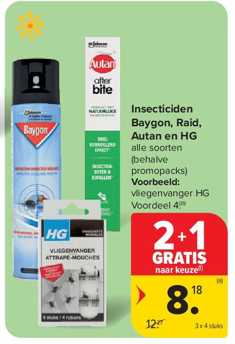 Insecticiden Baygon, Raid, Autan en HG