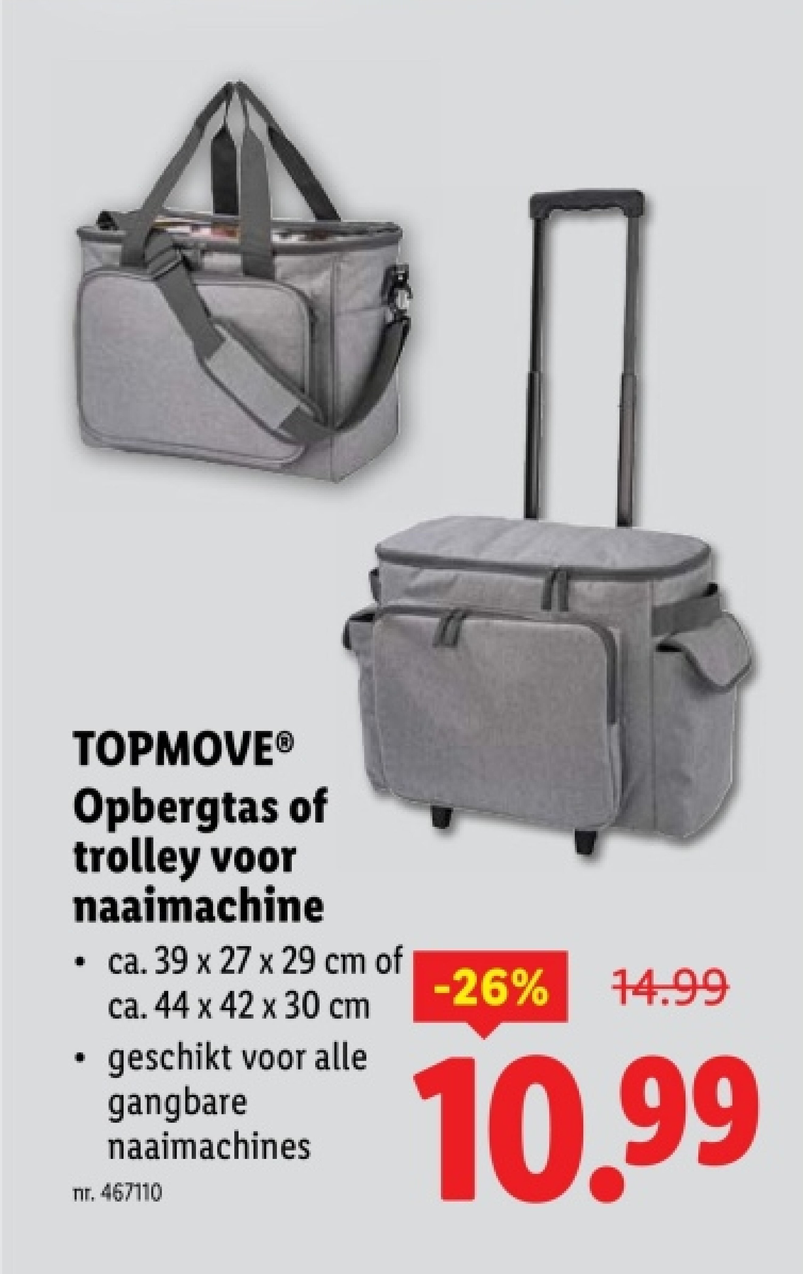 Opbergtas of trolley voor naaimachine