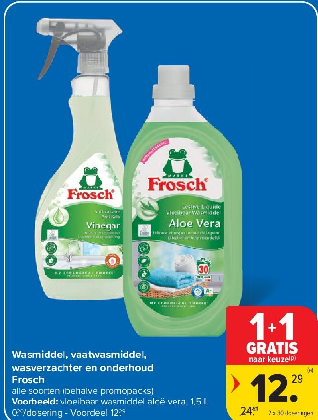 Wasmiddel, vaatwasmiddel, wasverzachter en onderhoud Frosch