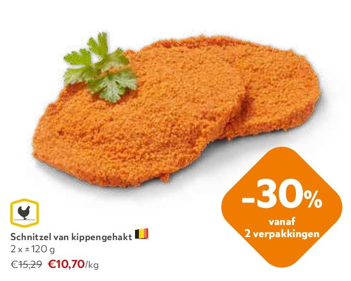 Schnitzel van kippengehakt