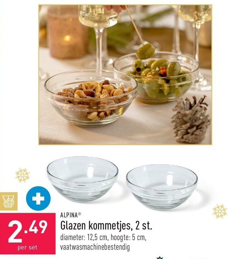 Glazen kommetjes, 2 st.