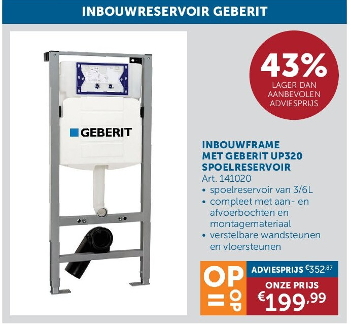 INBOUWFRAME MET GEBERIT UP320 SPOELRESERVOIR