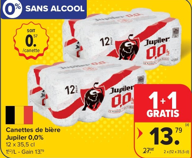 Canettes de bière Jupiler 0,0% 2 x (12 x 35,5 cl)