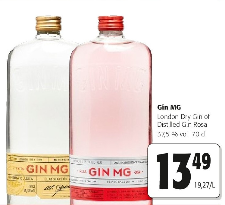 Gin MG London Dry Gin of Distilled Gin Rosa 37,5 % vol 70 cl