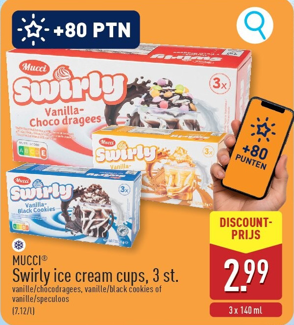 Swirly ice cream cups, 3st.