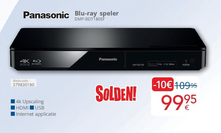 Blu-ray speler DMP-BDT180EF