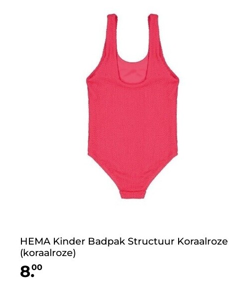 HEMA Kinder Badpak Structuur Koraalroze (koraalroze)
