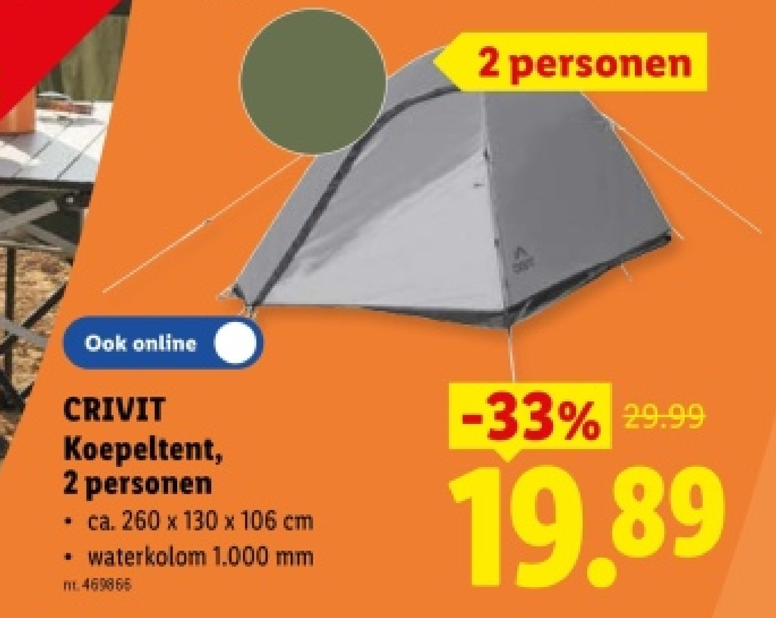 Koepeltent, 2 personen