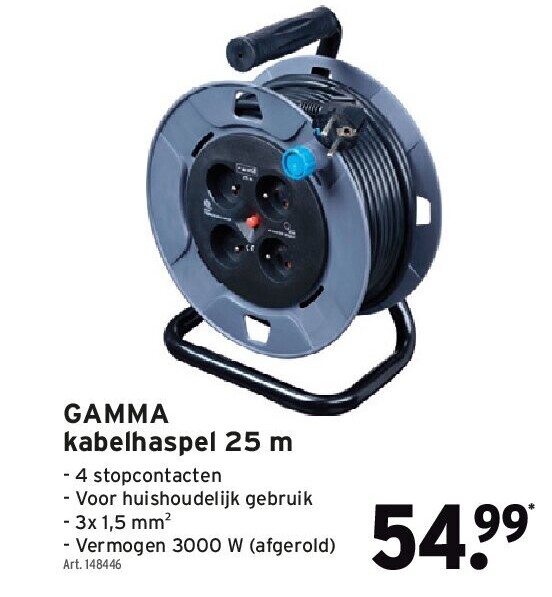 GAMMA kabelhaspel 25 m