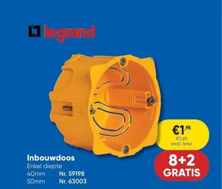 Inbouwdoos Enkel diepte 40mm 50mm Nr. 59198 Nr. 63003