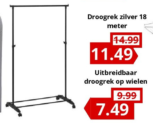Uitbreidbaar droogrek op wielen
